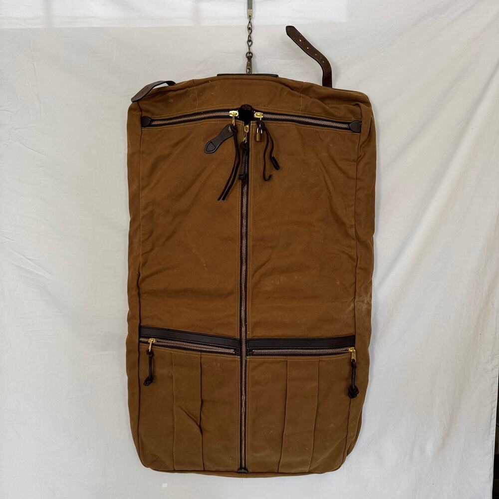 Vintage 90s Filson Rugged Twill Canvas Leather Garment Bag Talon Zippers